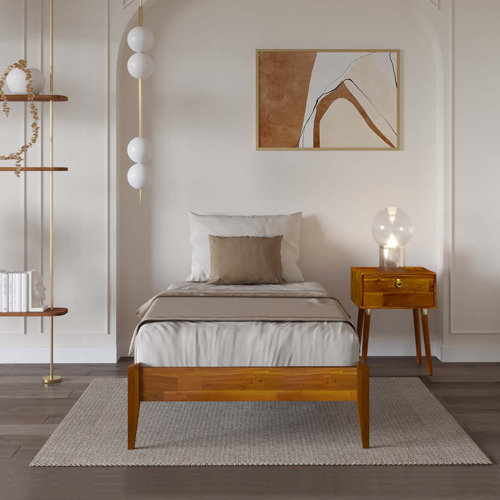 Ebern Designs Dinkee Solid Wood Platform Bed without Headboard, Mid